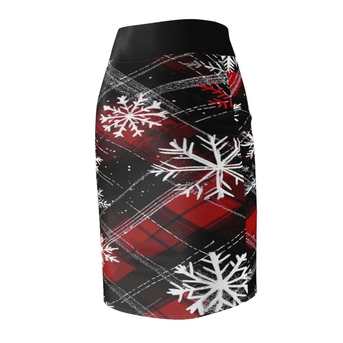 Plaid Snowflake— Red & Black Holiday Skirt