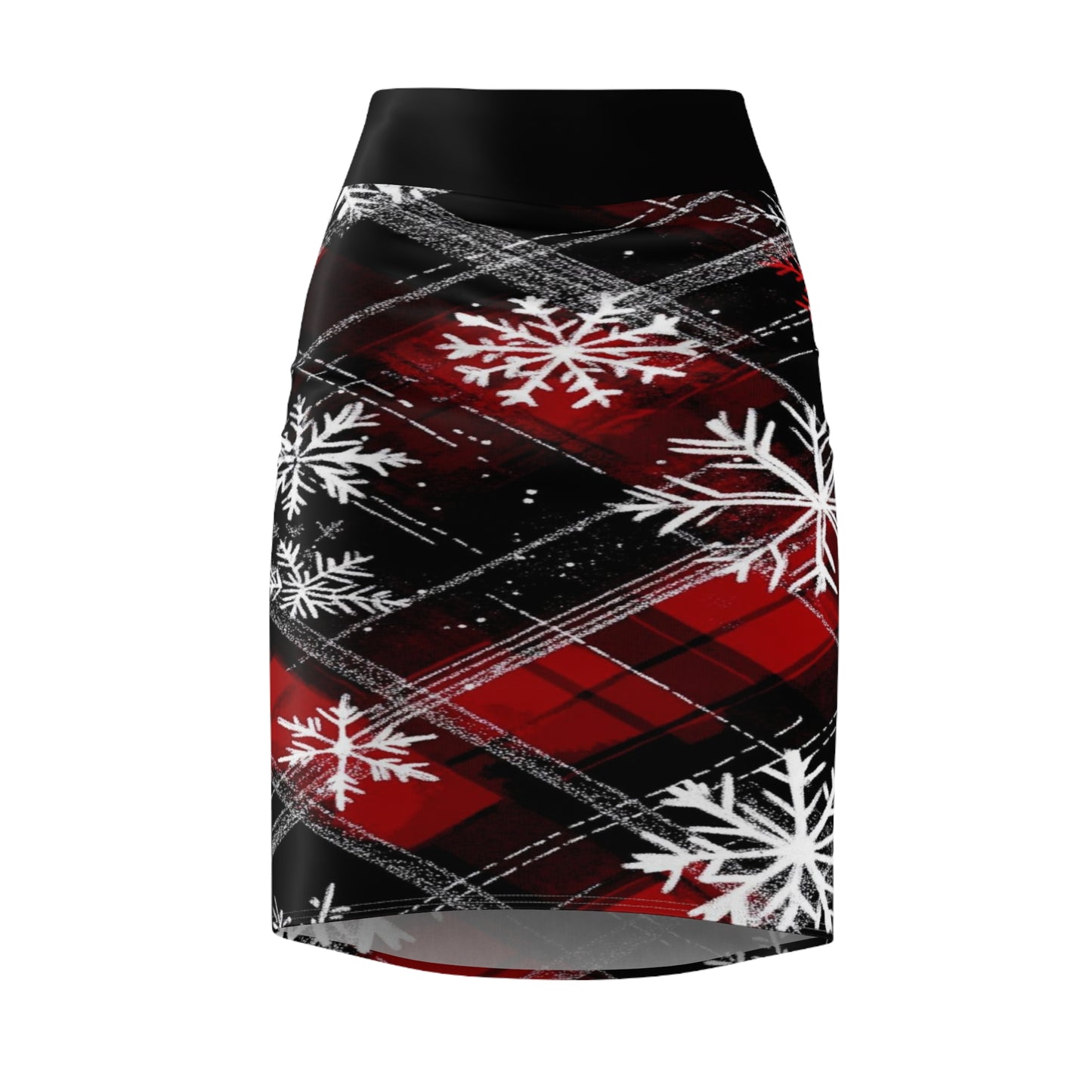 Plaid Snowflake— Red & Black Holiday Skirt