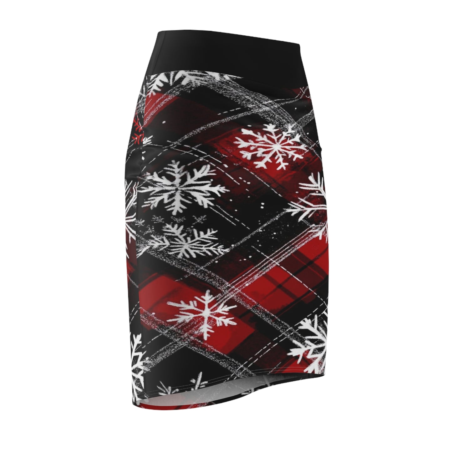Plaid Snowflake— Red & Black Holiday Skirt