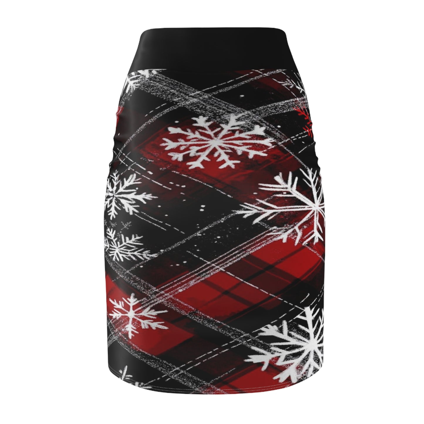 Plaid Snowflake— Red & Black Holiday Skirt
